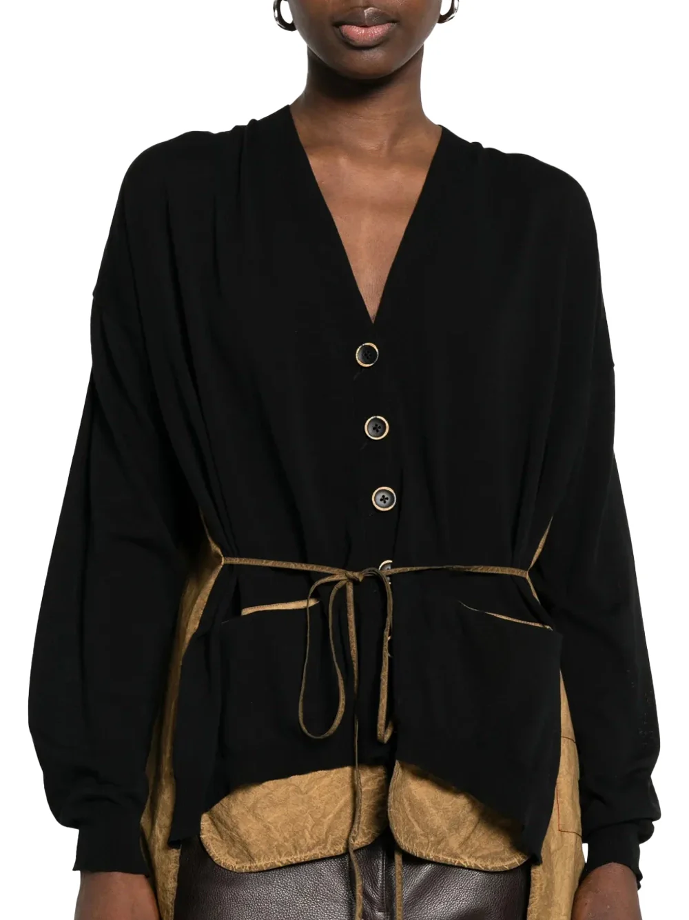 Uma Wang Front-Pocket Cardigan Black/Mustard - Image 4