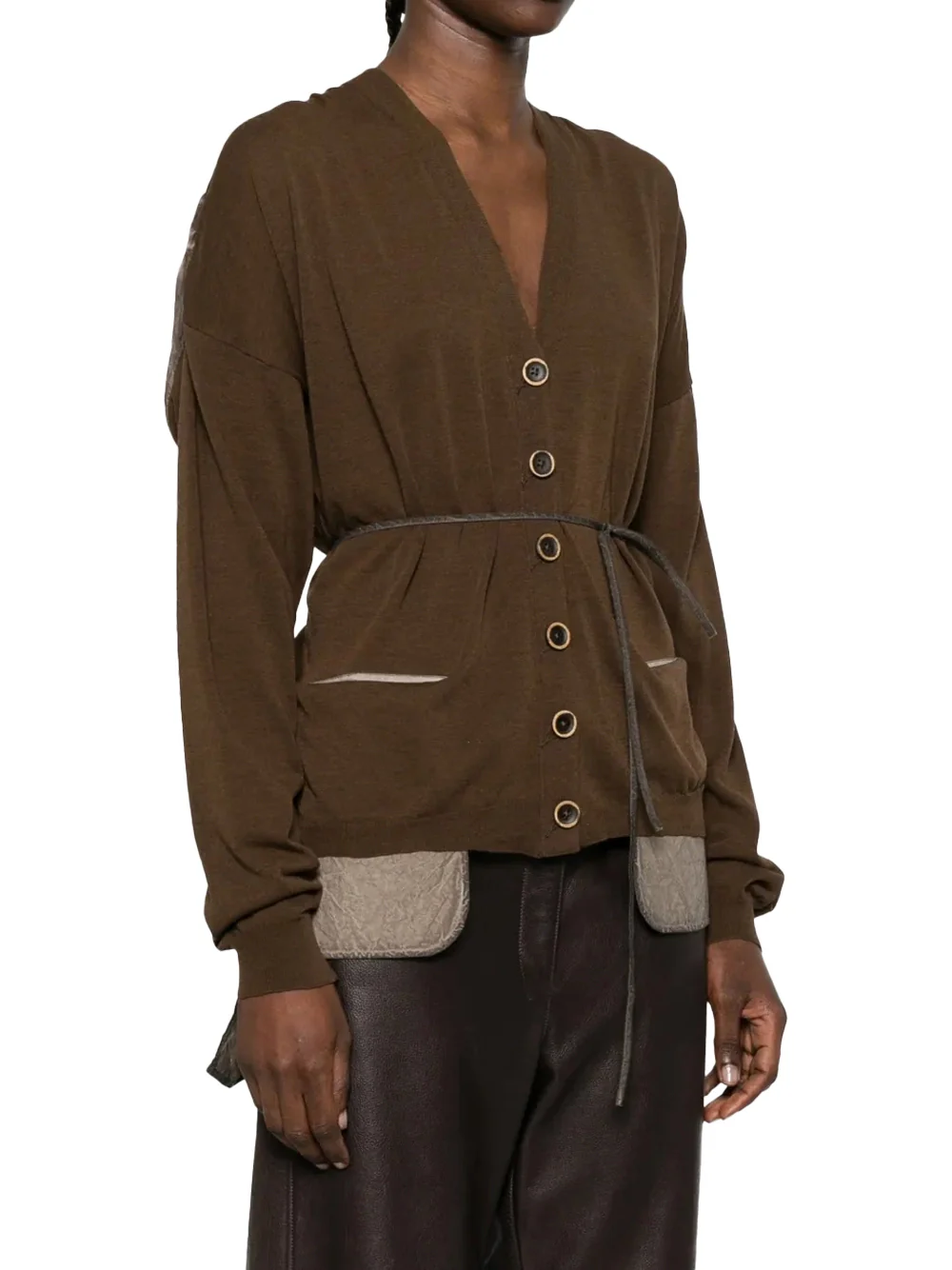 Uma Wang Front-Pocket Cardigan Brown - Image 3