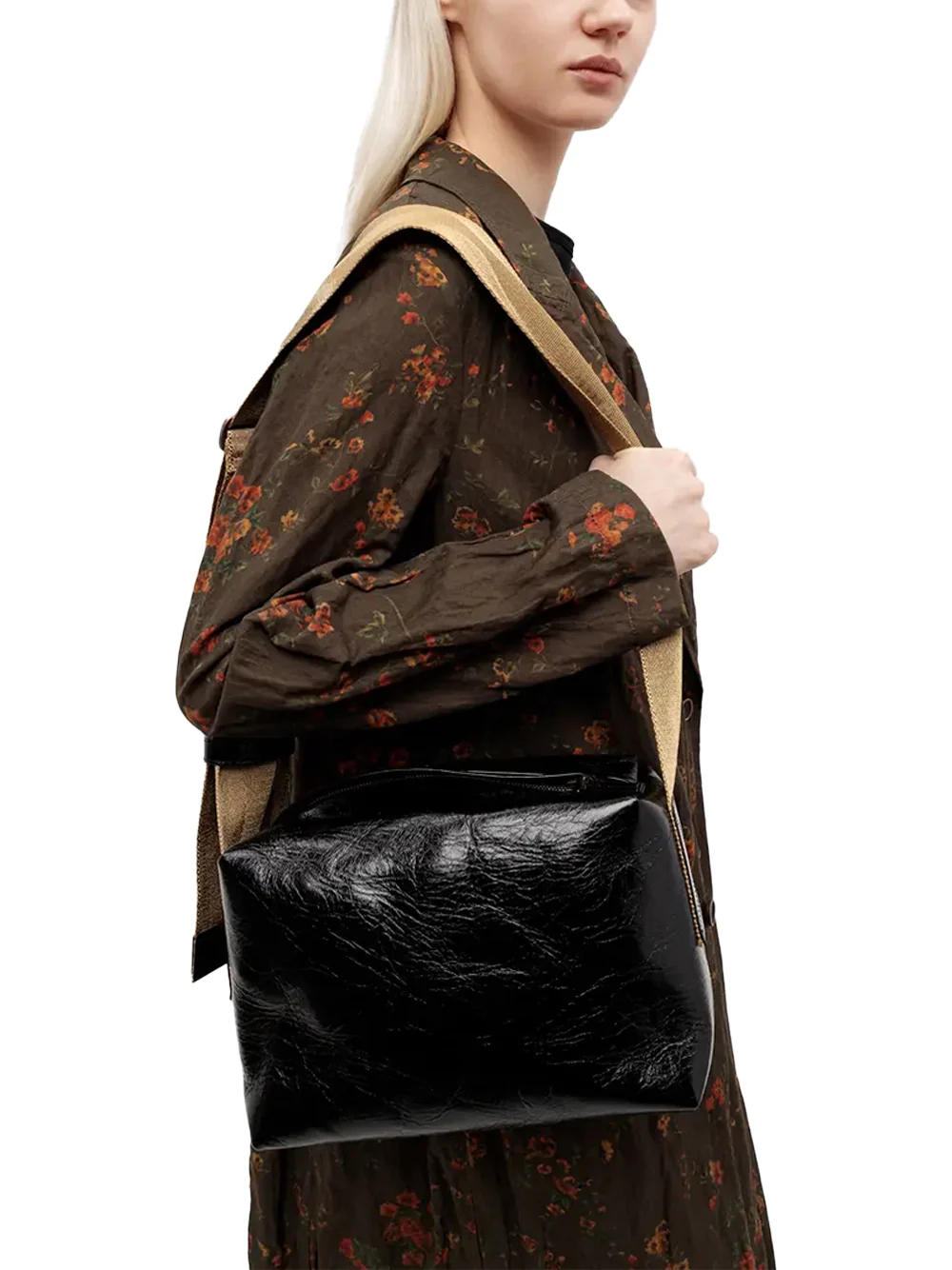 Uma Wang Medium Shoulder Bag Black / Mustard - Image 4