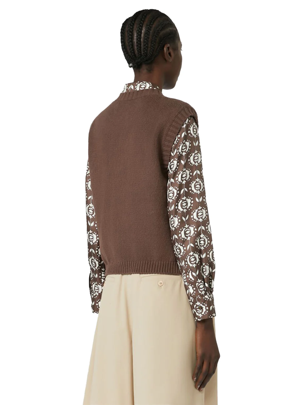 Weekend Maxmara Cotton-blend yarn gilet Chocolate - Image 4