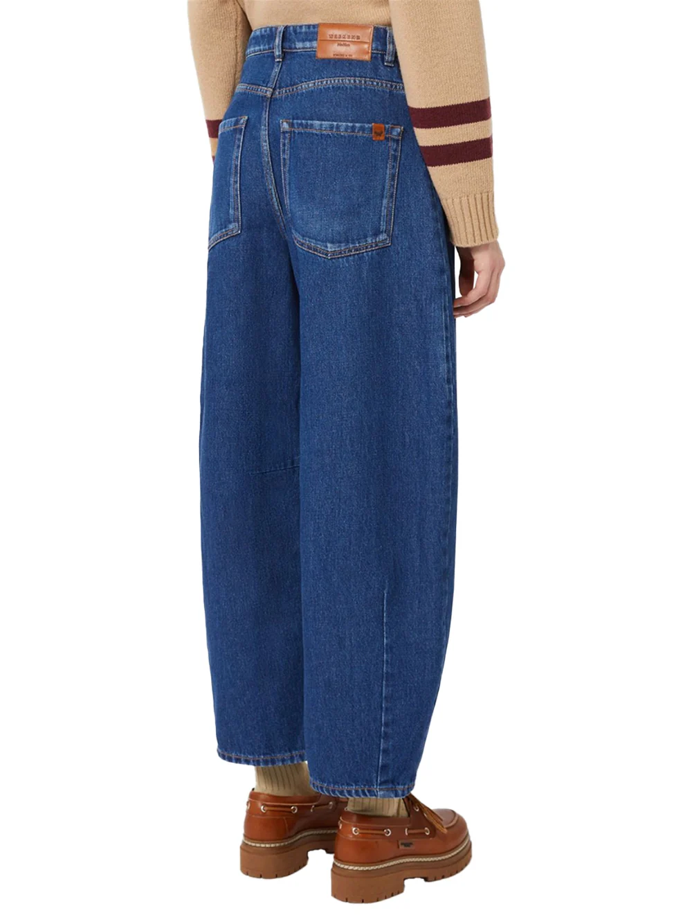 Weekend Maxmara Cotton Denim Barrel-leg Jeans Navy - Image 5