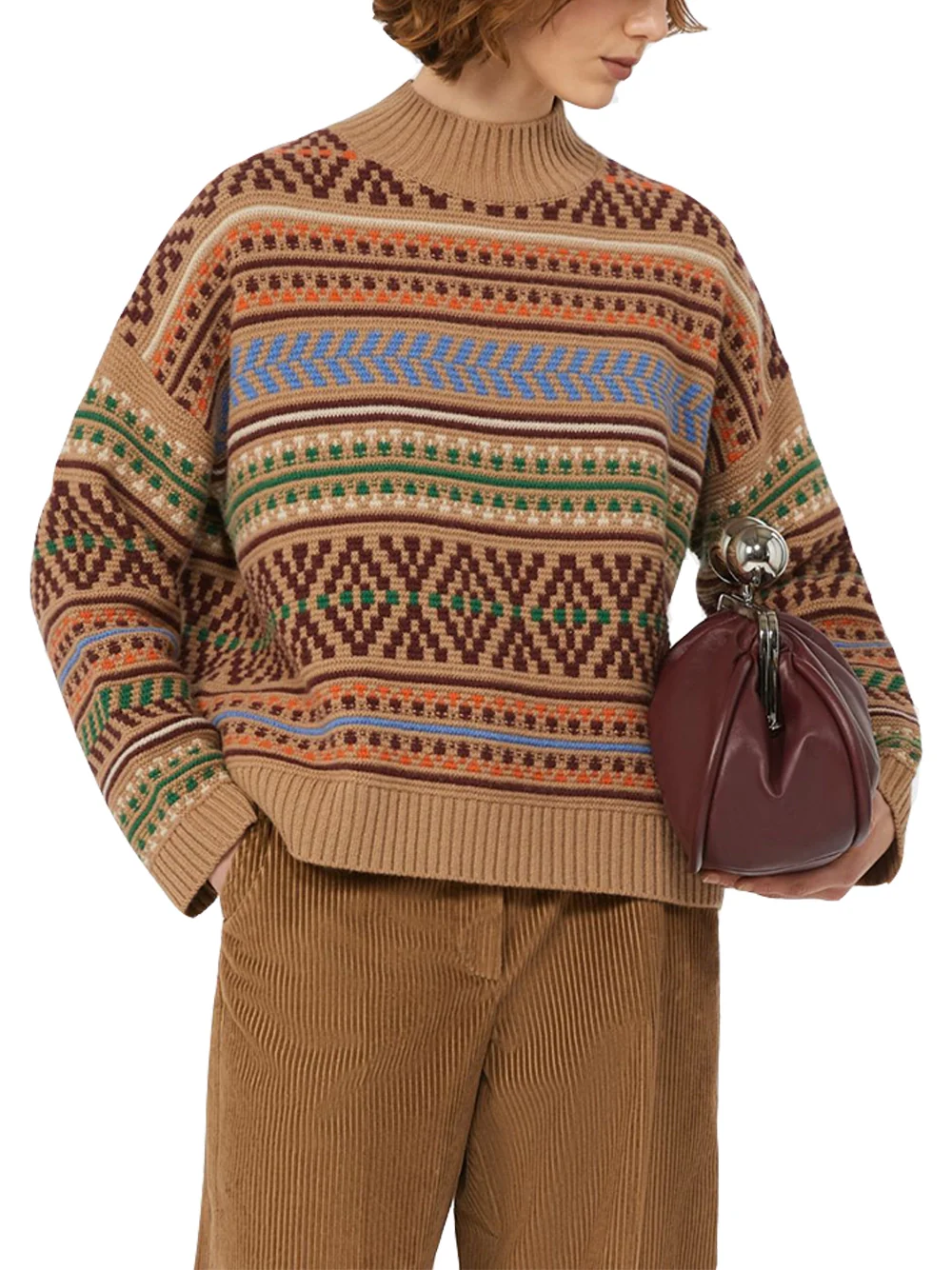 Weekend Maxmara Wool Jacquard Jumper Camel - Image 3