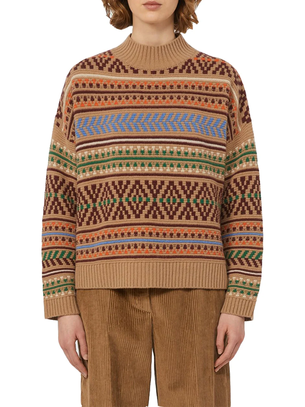 Weekend Maxmara Wool Jacquard Jumper Camel - Image 4