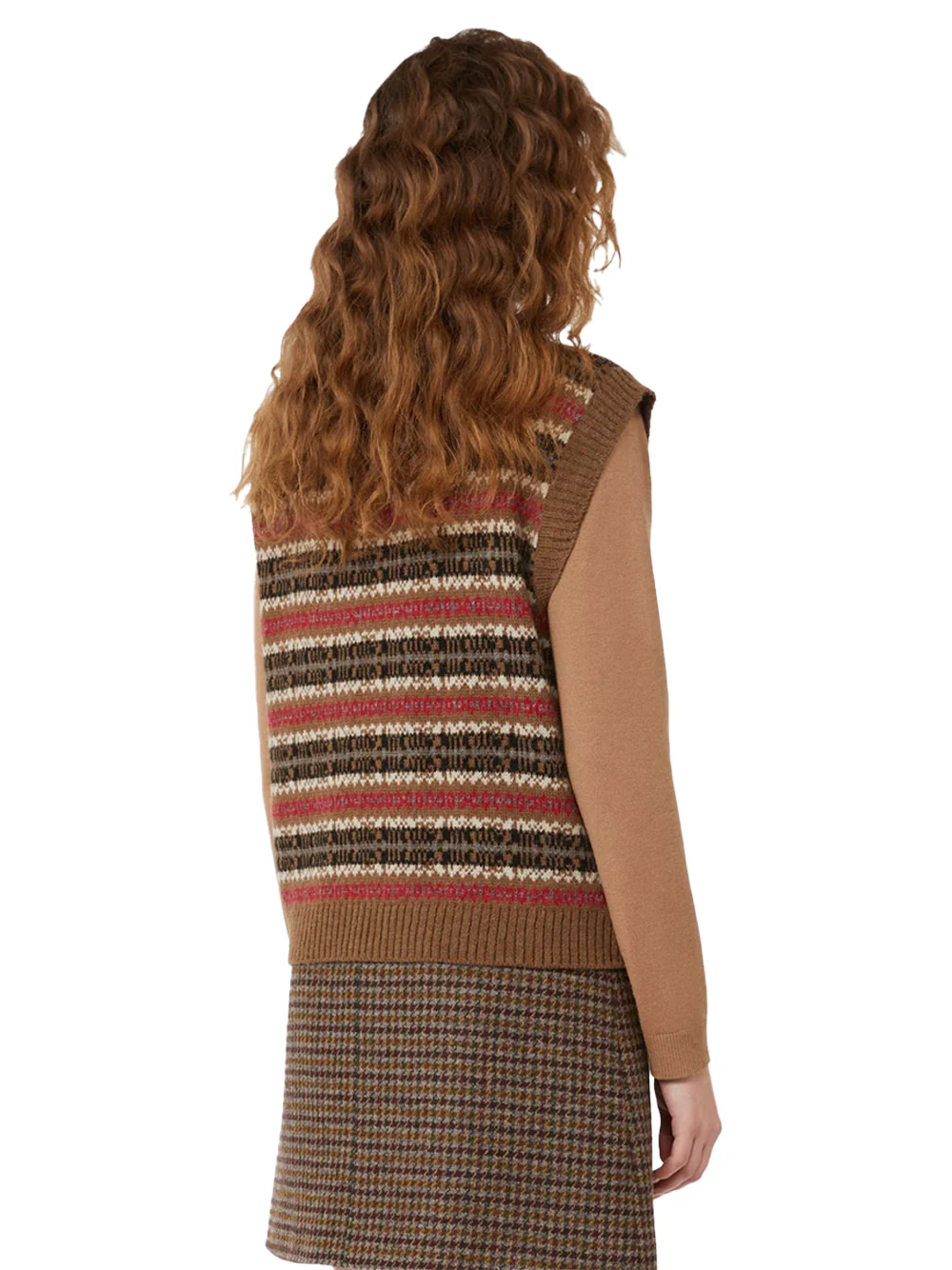 Weekend Maxmara Wool and Alpaca Jacquard Gilet Camel - Image 5