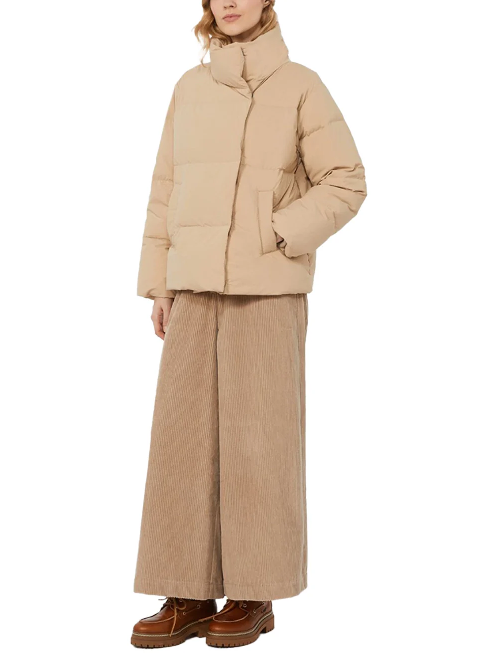 Weekend Maxmara Cropped Cotton Velvet Trousers Sand - Image 2