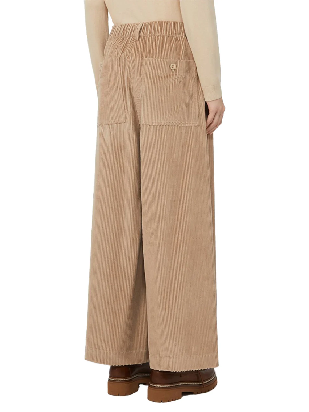 Weekend Maxmara Cropped Cotton Velvet Trousers Sand - Image 4