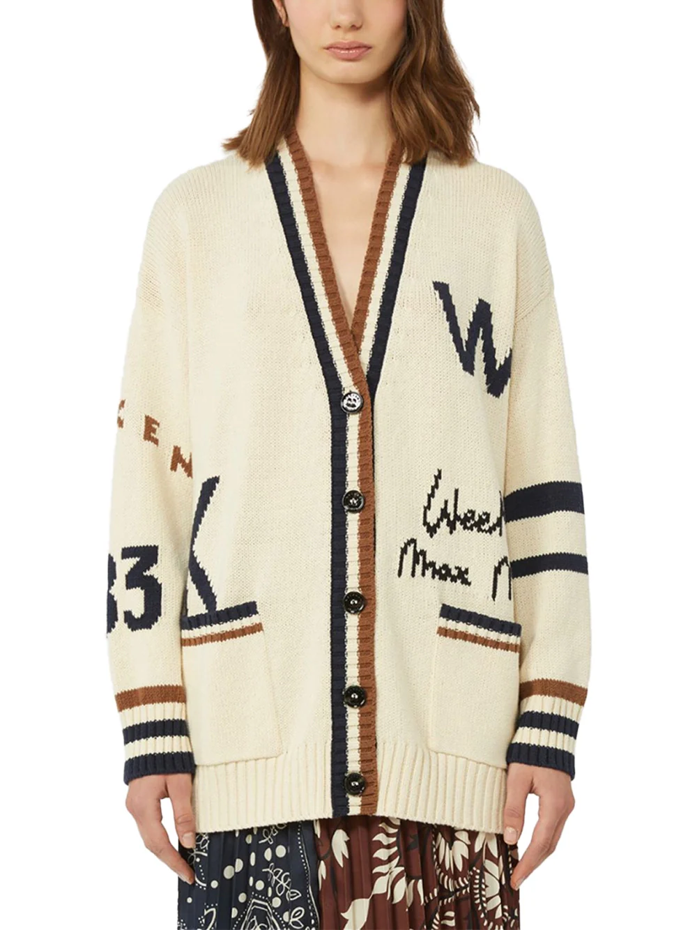 Weekend Maxmara Wkdblasone Cardigan Cream Black - Image 2