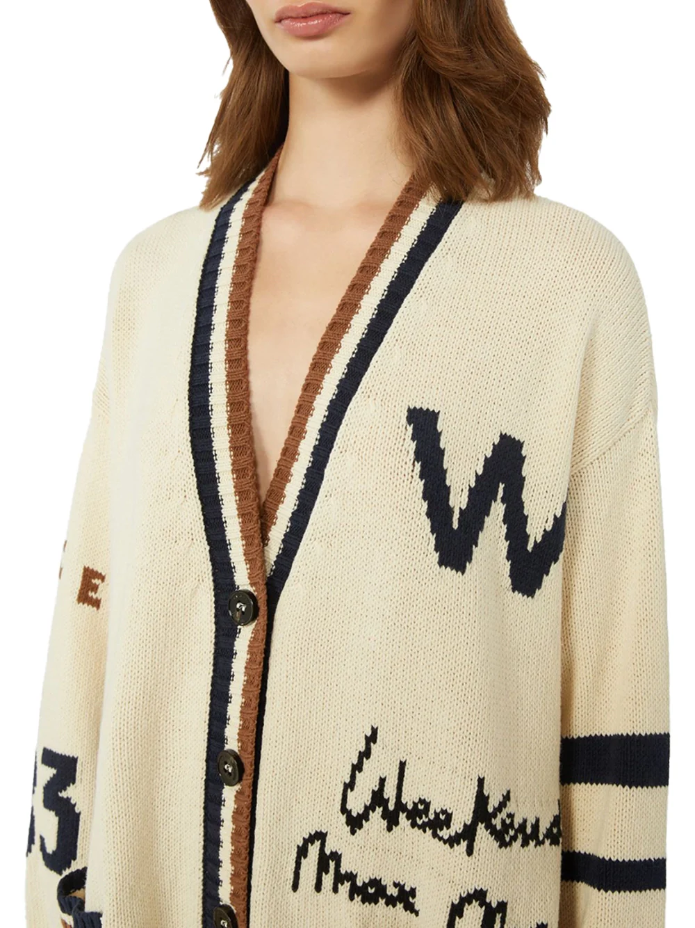 Weekend Maxmara Wkdblasone Cardigan Cream Black - Image 3