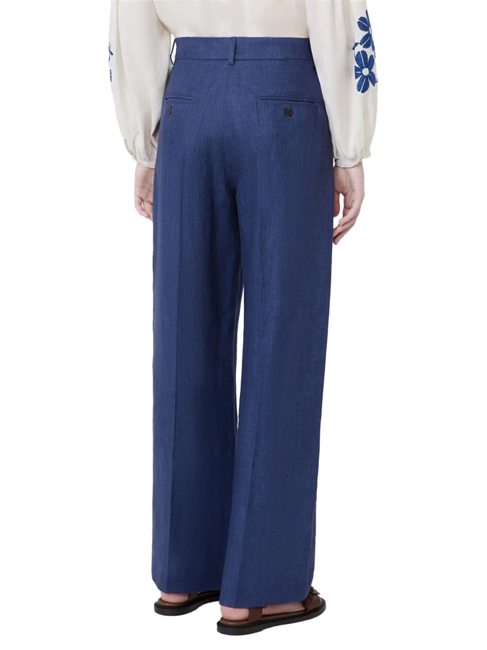 Weekend Maxmara Linen Canvas Trousers Navy - Image 4