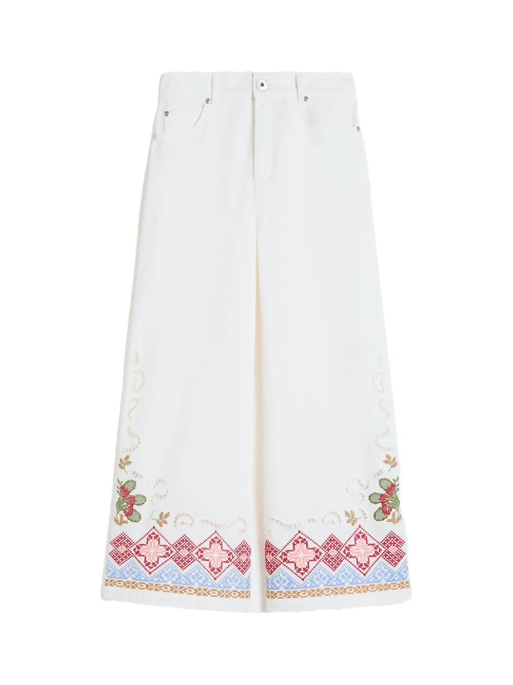 Weekend Maxmara Cotton Bull Trousers White