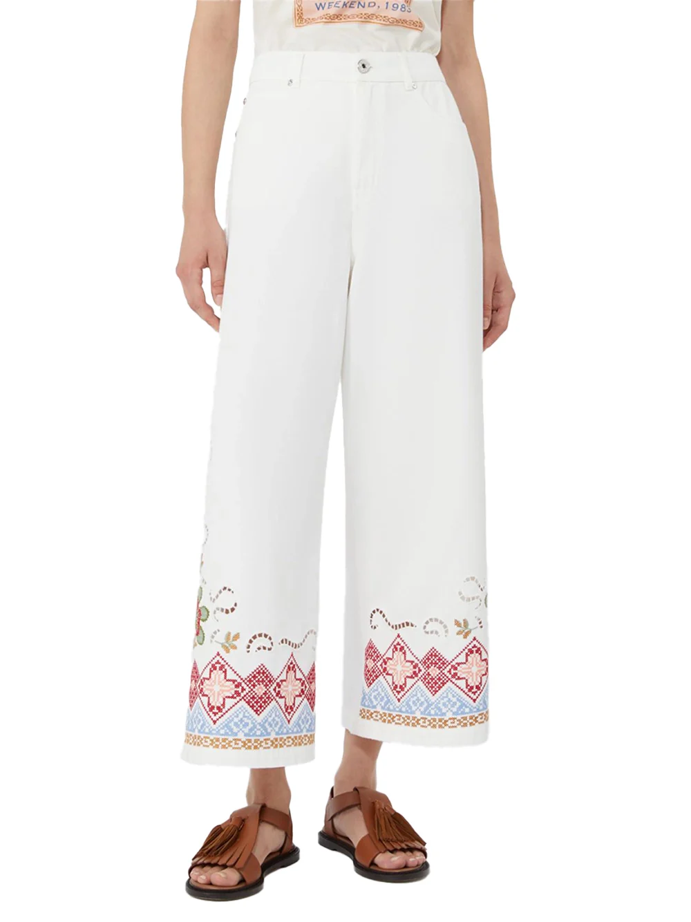 Weekend Maxmara Cotton Bull Trousers White - Image 3