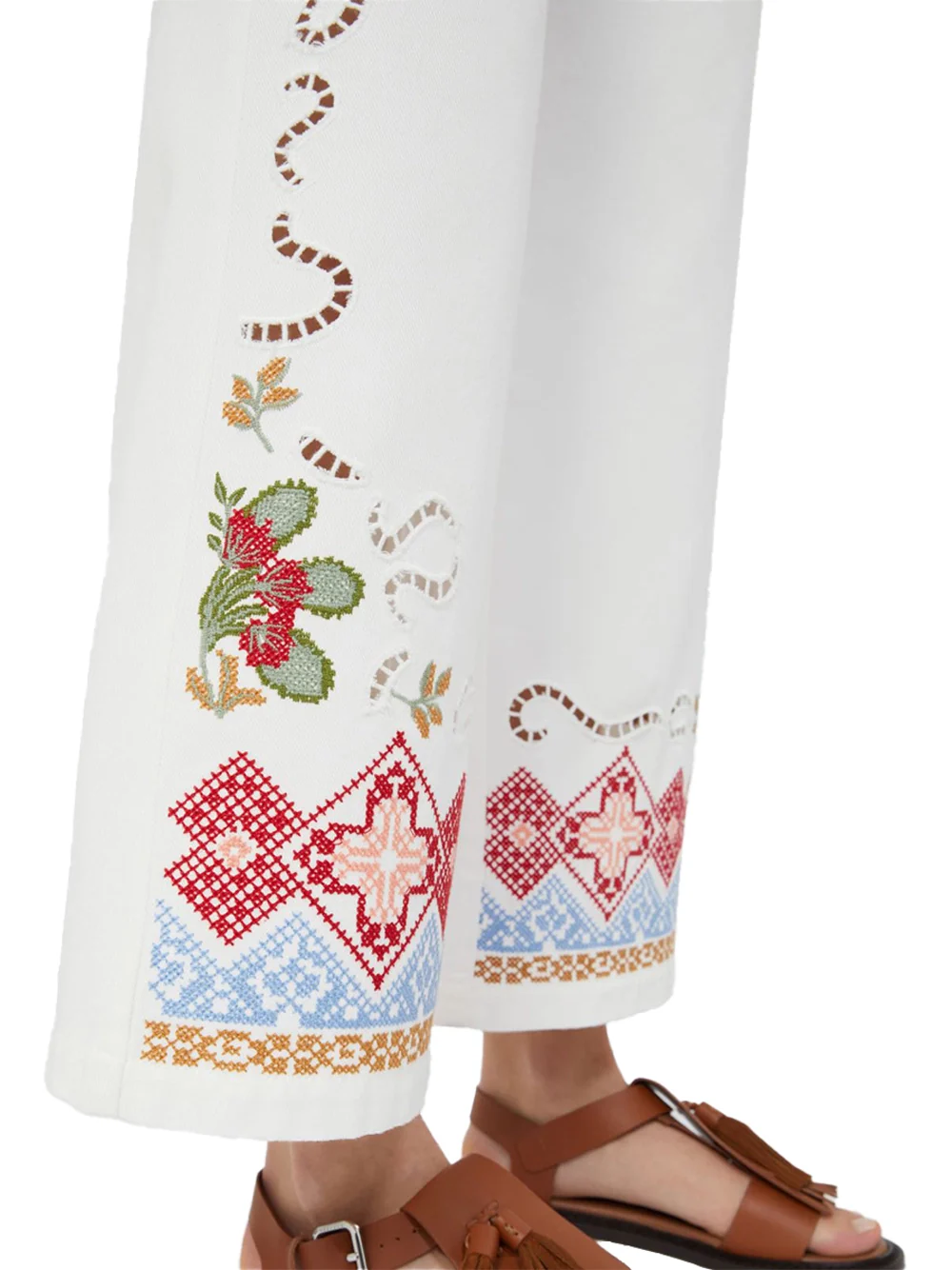 Weekend Maxmara Cotton Bull Trousers White - Image 5