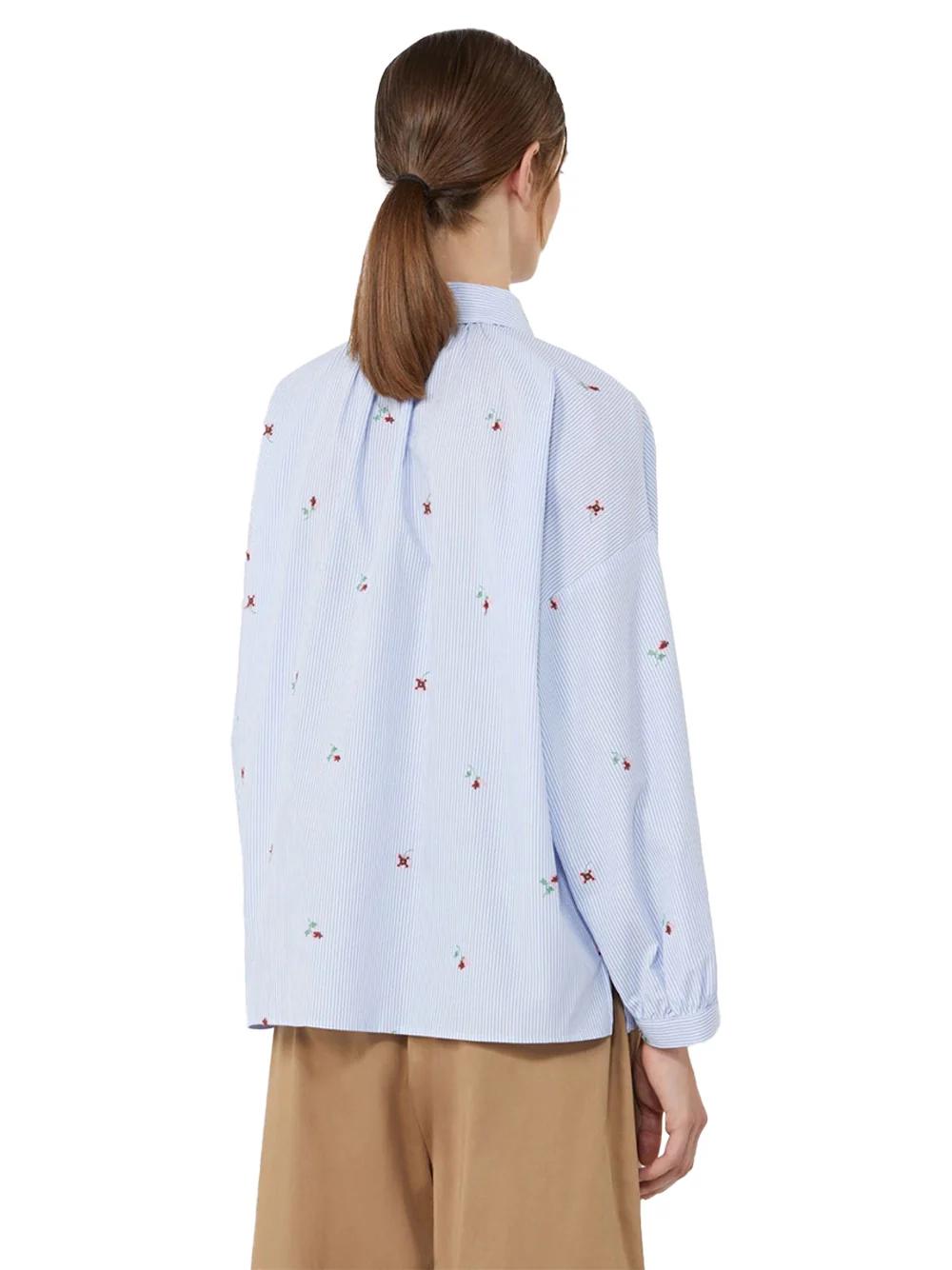 Weekend Maxmara Poplin Shirt With Embroidery L. Blue - Image 5