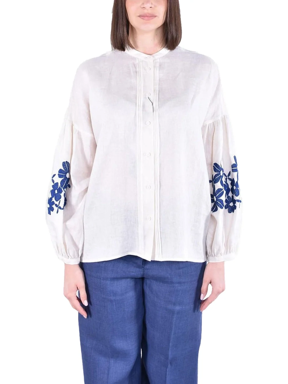 Weekend Maxmara Wkdestro Shirt White Blue - Image 3