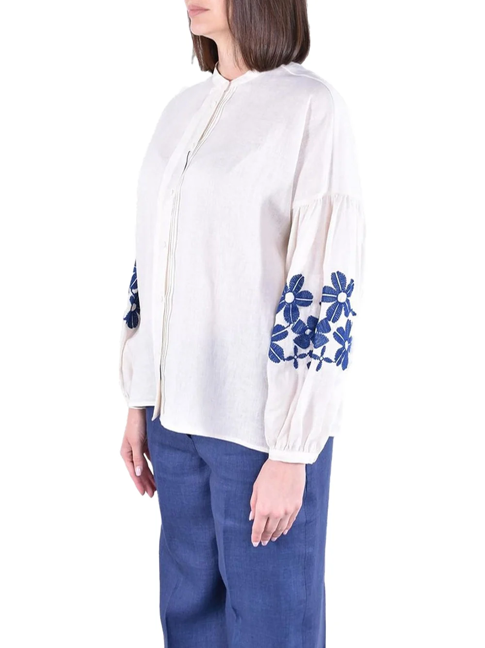 Weekend Maxmara Wkdestro Shirt White Blue - Image 4