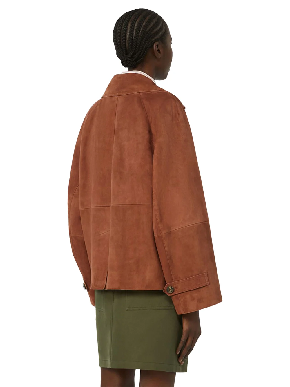 Weekend Maxmara Double-Breasted Suede Jacket Terracotta - Image 5