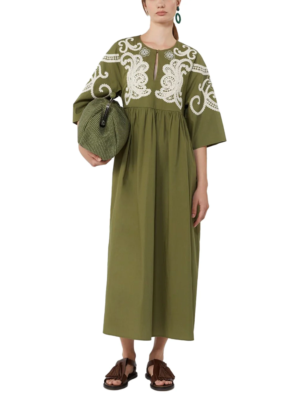 Weekend Maxmara Soft Poplin Dress Kaki - Image 2