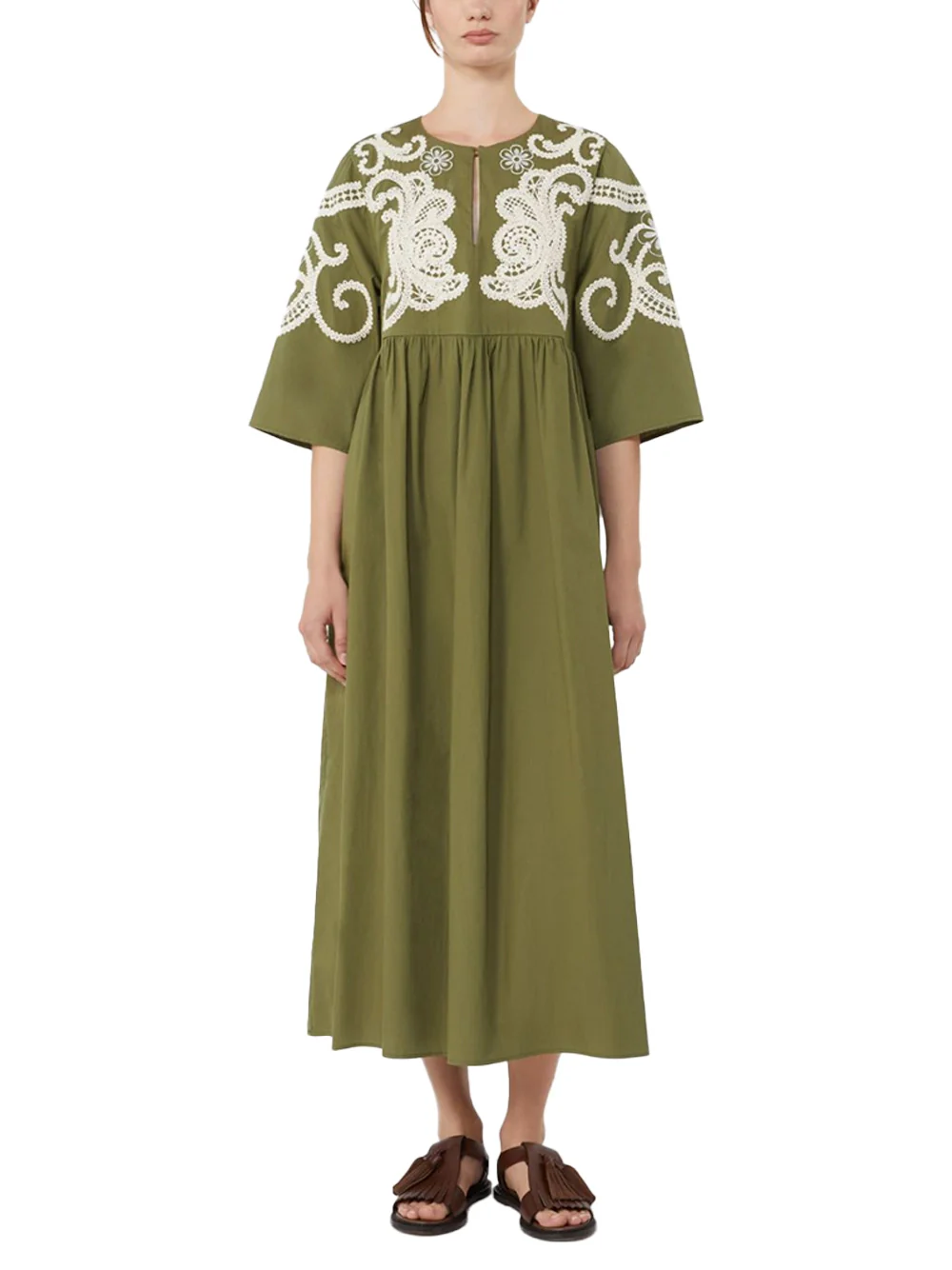 Weekend Maxmara Soft Poplin Dress Kaki - Image 3