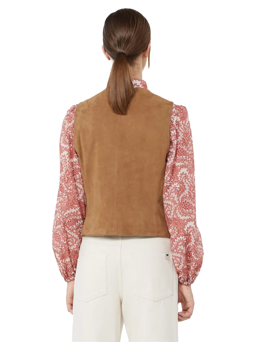 Weekend Maxmara Suede Waistcoat Brown - Image 5