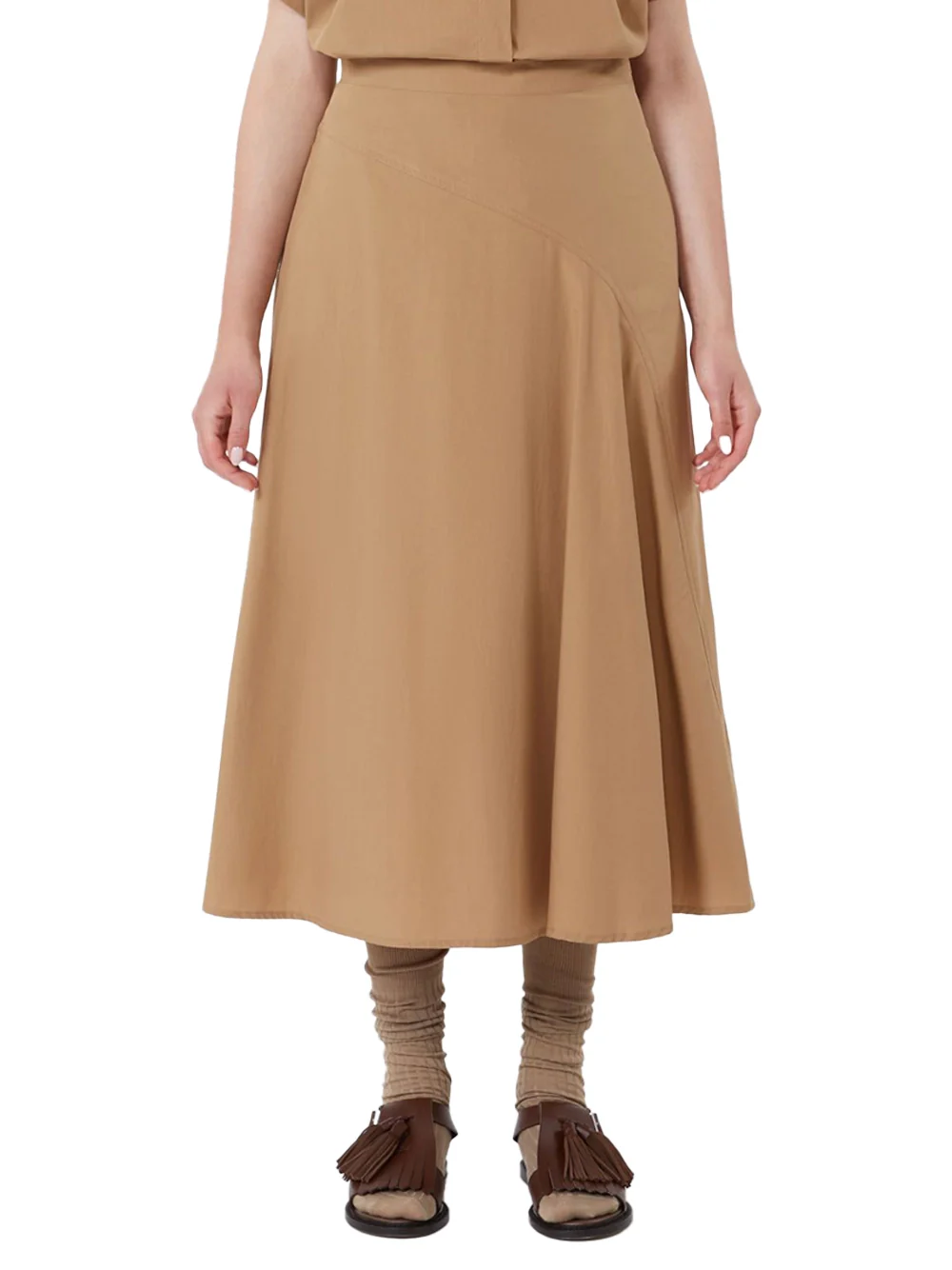 Weekend Maxmara Cotton-Poplin Skirt Tobacco - Image 3