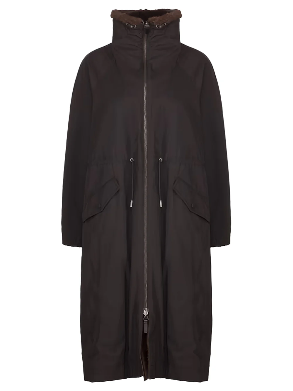 Yves Salomon long reversible parka mink Mahogany - Image 3
