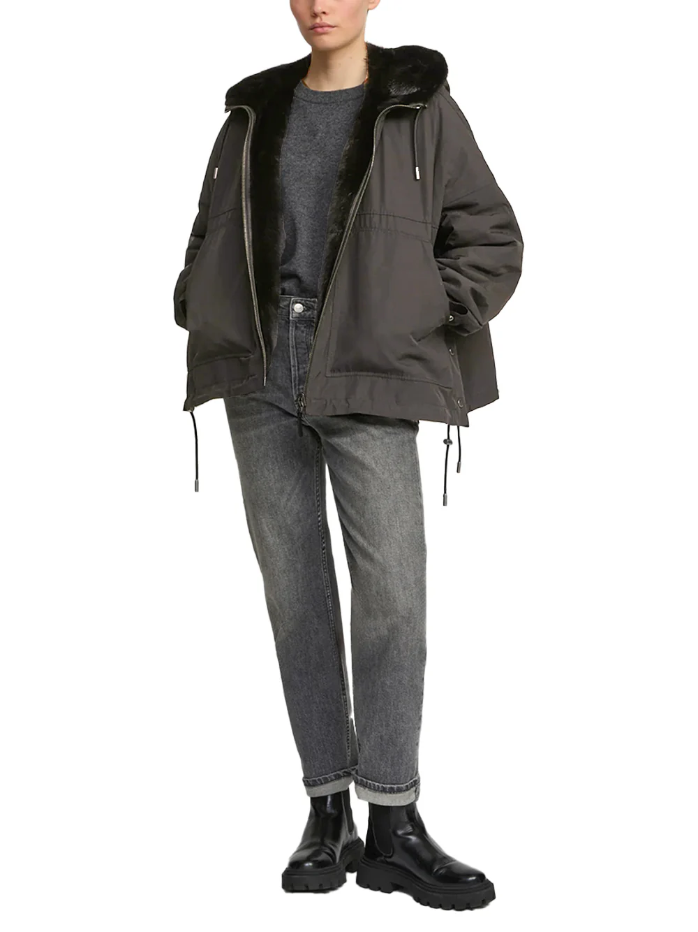 Yves Salomon reversible parka mink Mahogany - Image 5