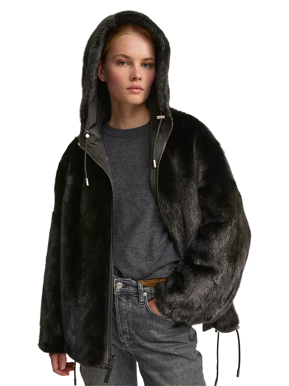 Yves Salomon reversible parka mink Mahogany - Image 6