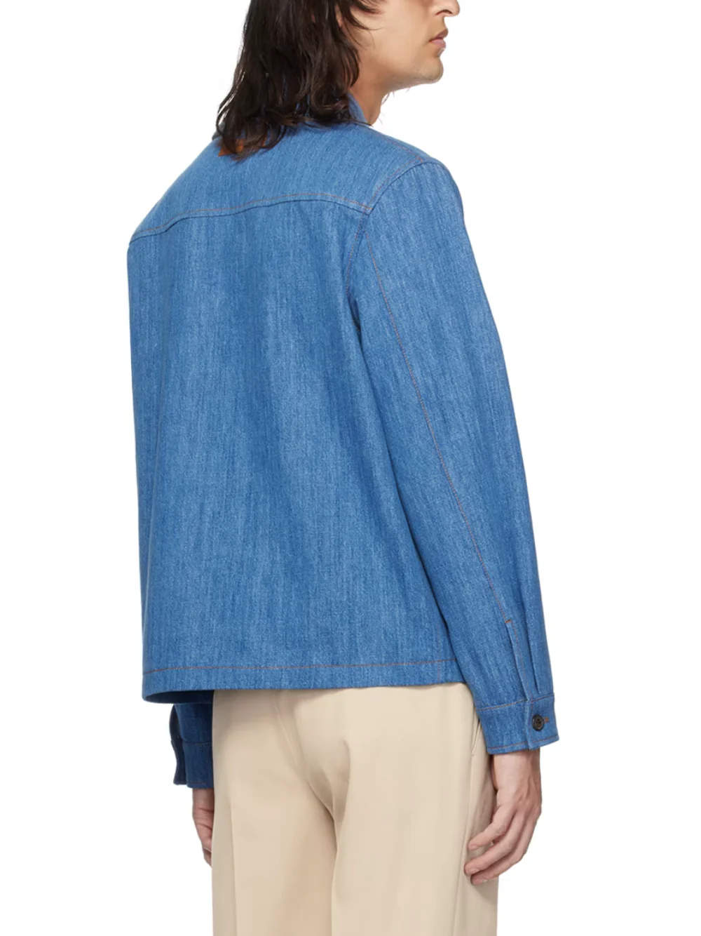 Zegna Men Blue Buttoned Denim Jacket Light Blue - Image 3