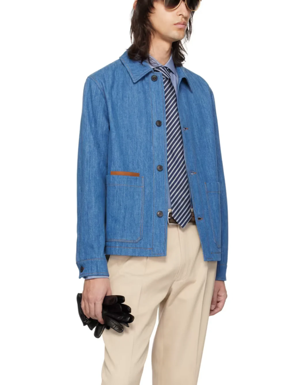 Zegna Men Blue Buttoned Denim Jacket Light Blue - Image 4