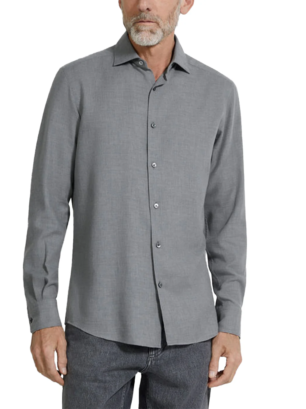 Zegna Men Cashco Shirt Gery Melange - Image 5
