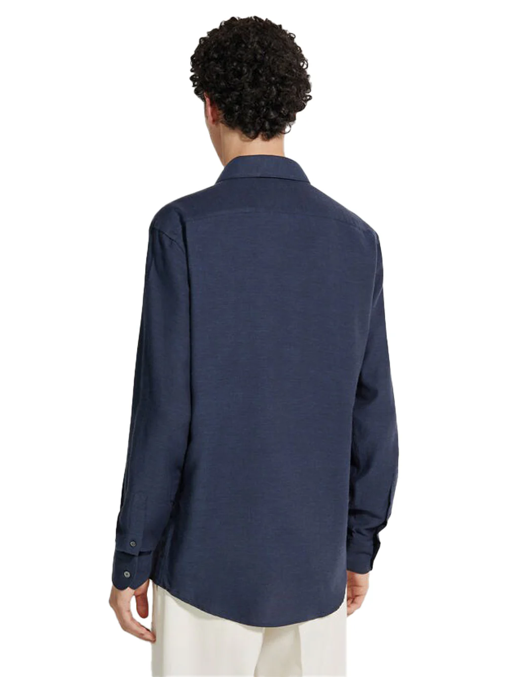 Zegna Men Cashco Shirt Navy Melange - Image 3