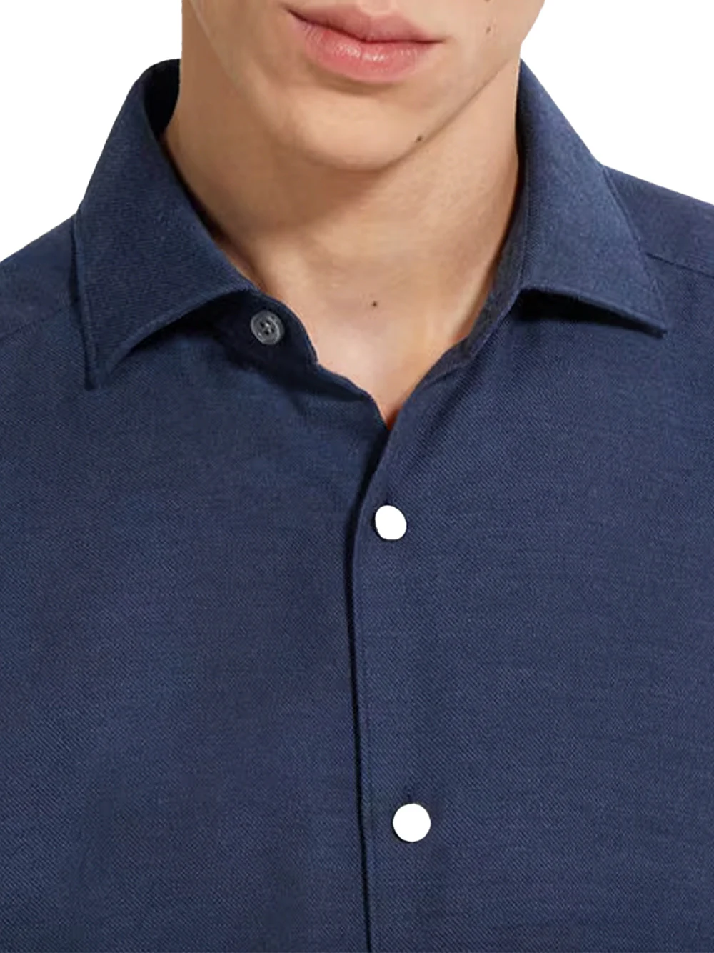 Zegna Men Cashco Shirt Navy Melange - Image 6