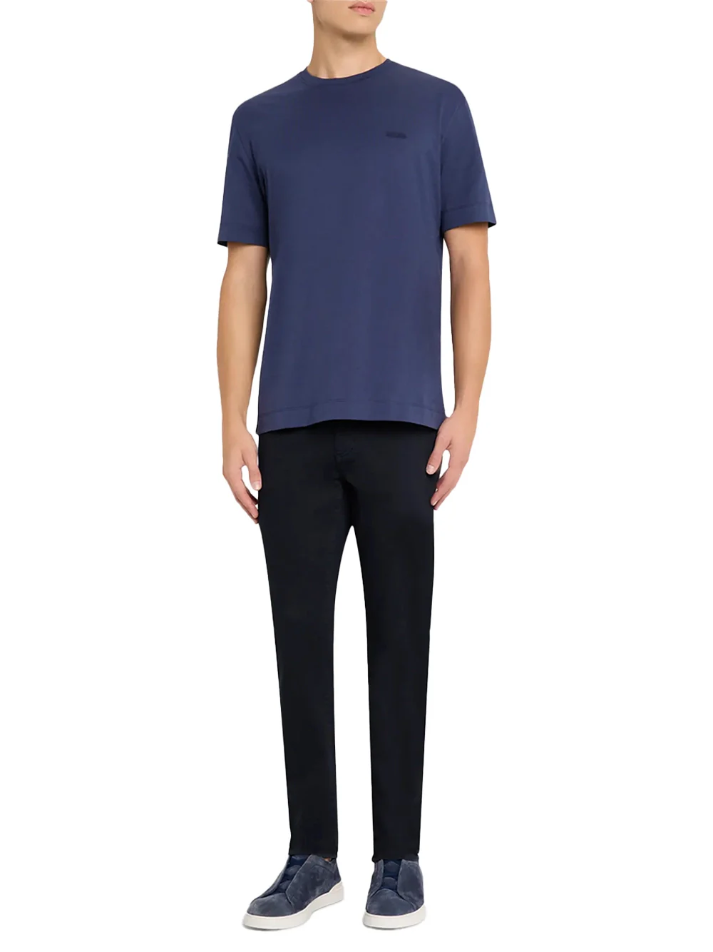 Zegna Crewneck T-Shirt Navy - Image 2