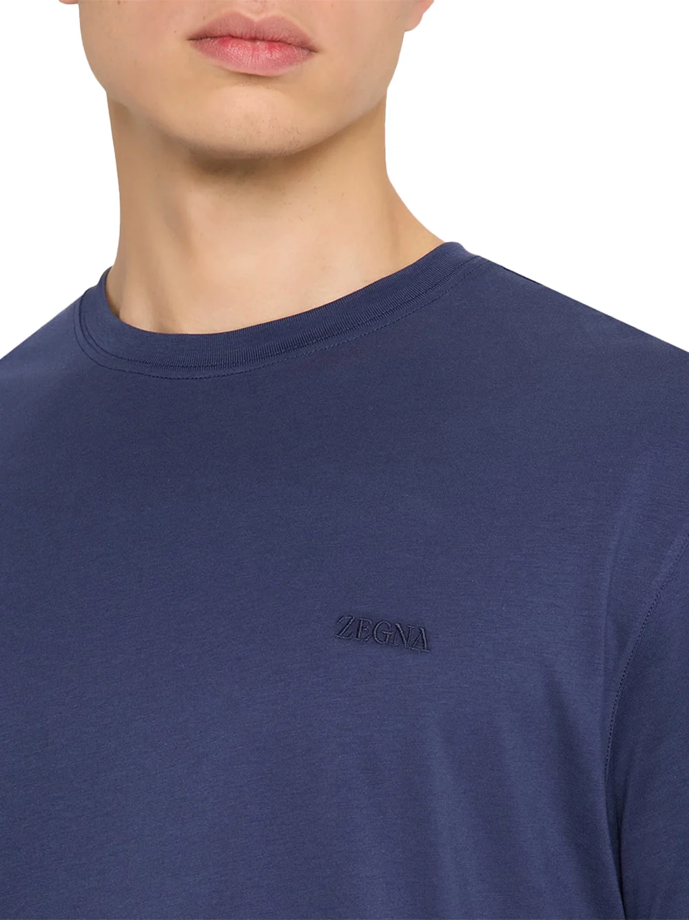 Zegna Crewneck T-Shirt Navy - Image 4