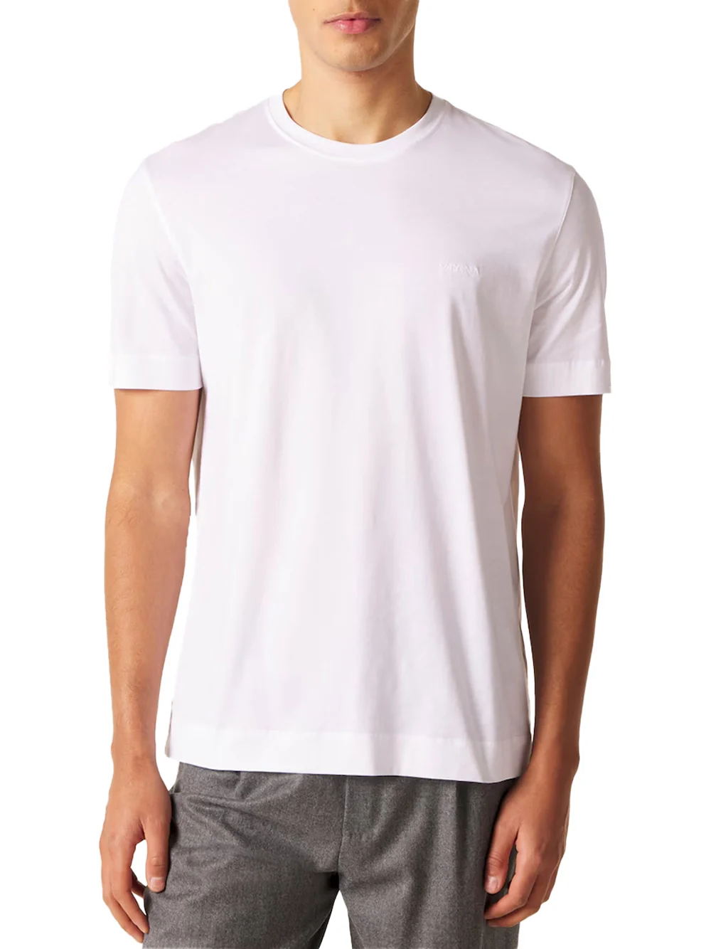 Zegna Logo Cotton Jersey T-Shirt White - Image 3