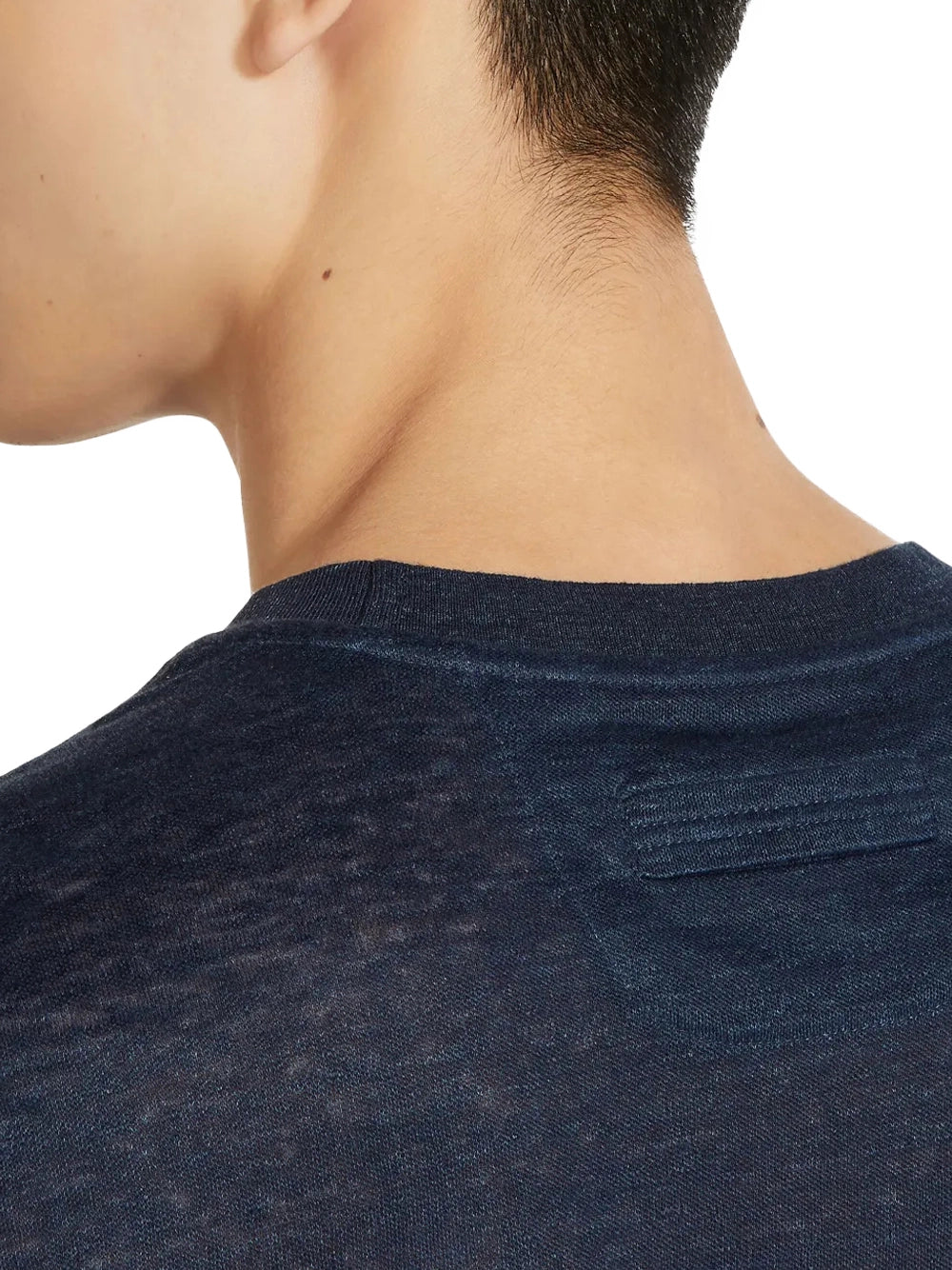 Zegna Fine-Knit Linen T-Shirt Navy - Image 4