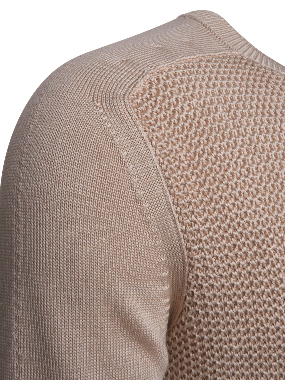 Zegna Men Honeycomb-Knit Cotton-Blend Jumper Beige - Image 3