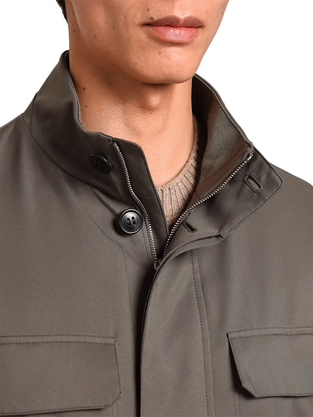 Zegna Microfiber Jacket Dark Taupe - Image 3