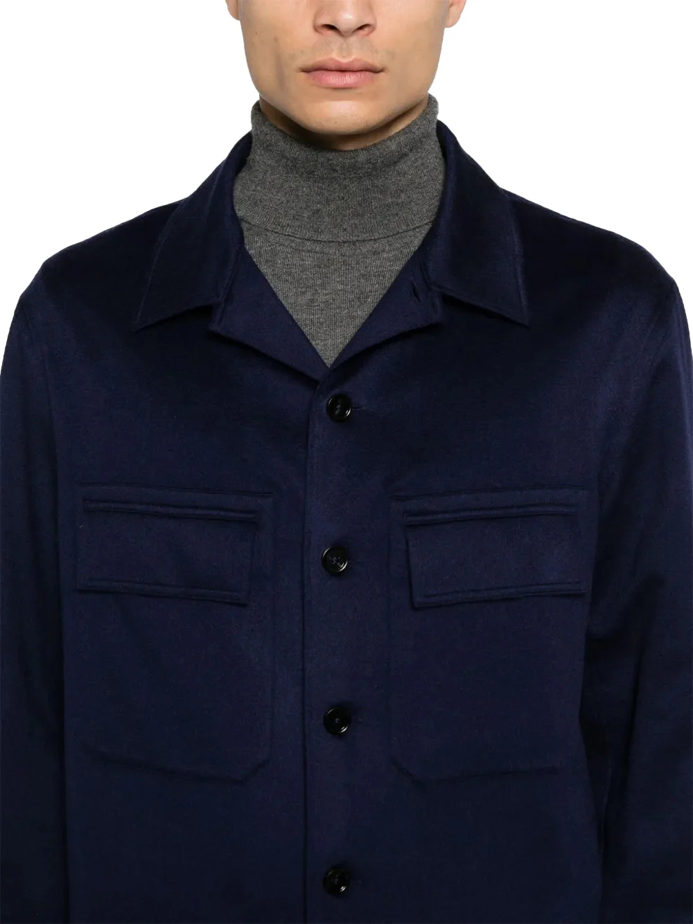 Zegna Oasi Cashmere Alba Overshirt Navy - Image 3