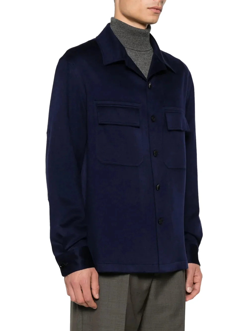 Zegna Oasi Cashmere Alba Overshirt Navy - Image 4