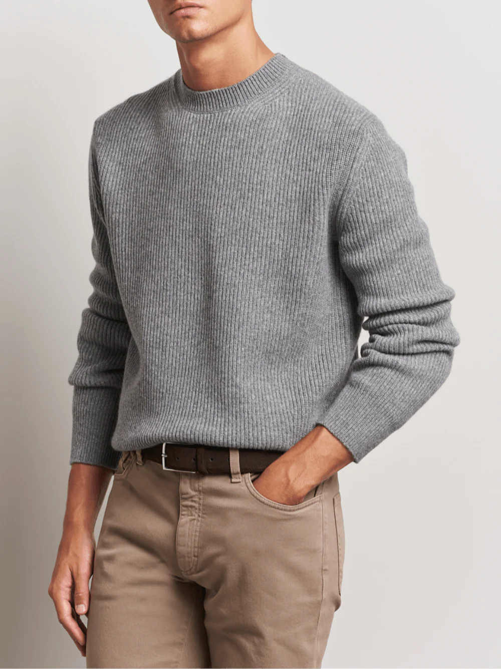 Zegna Men Oasi Cashmere Sweater Grey - Image 3