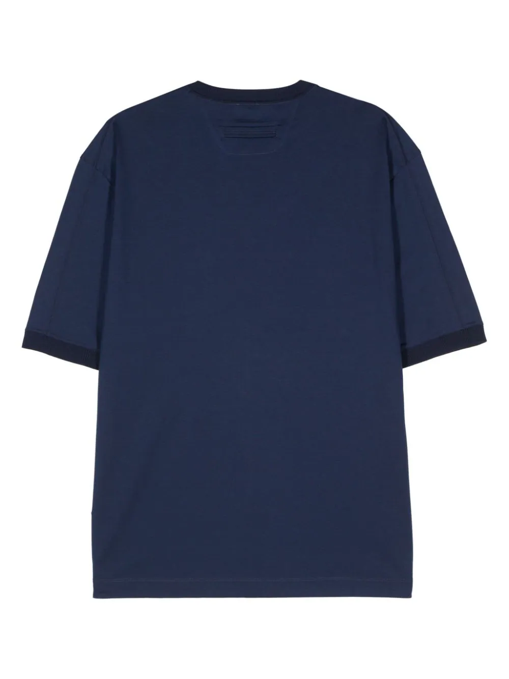 Zegna Men Ribbed-Trim Cotton T-Shirt Blue - Image 3