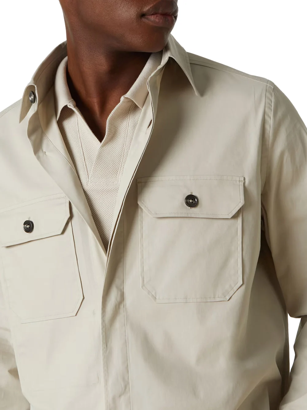 Zegna Cotton-Blend Overshirt White Melange - Image 4