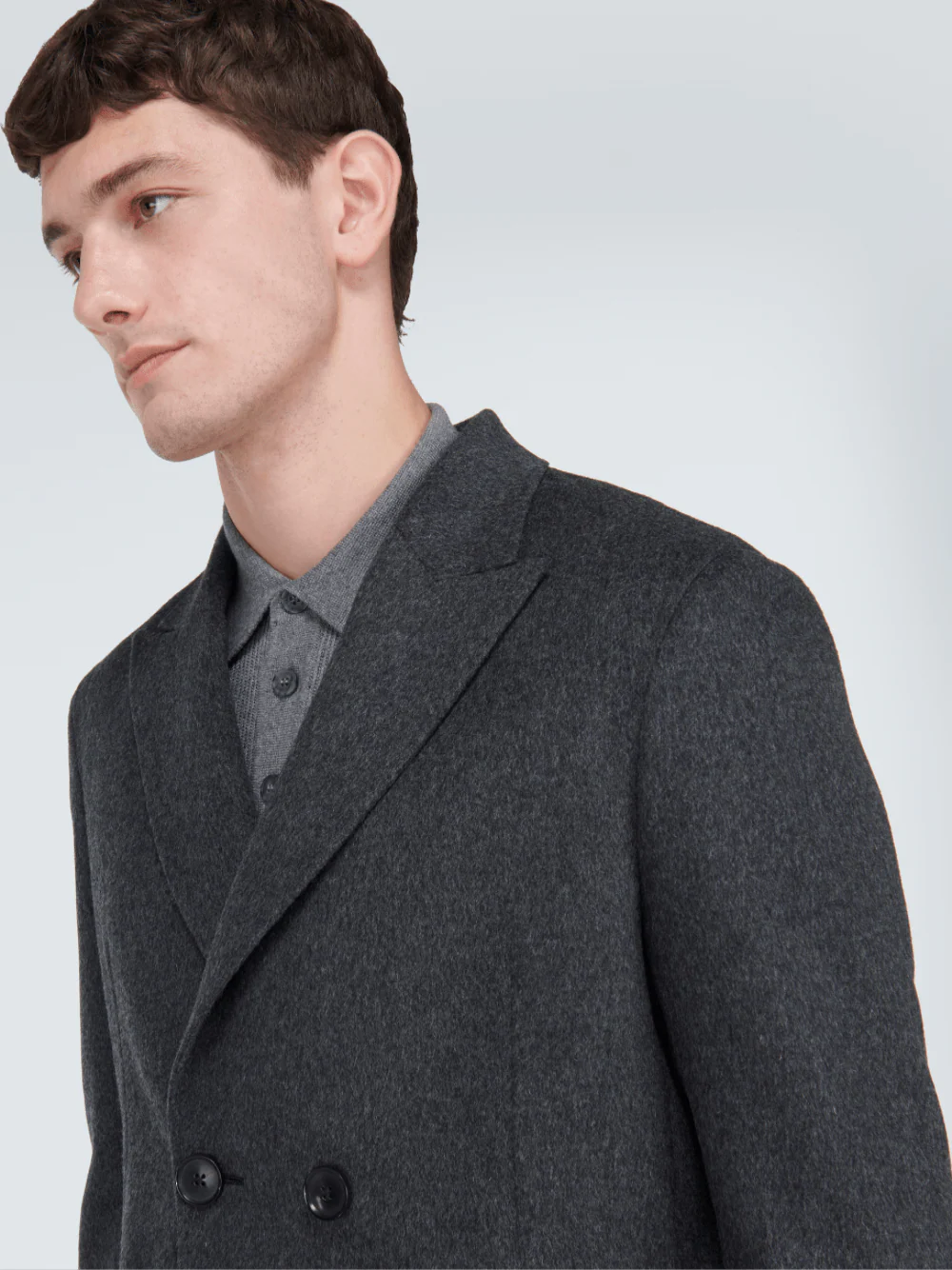 Zegna Men Tailored Wool-Blend Coat Dark Grey - Image 4